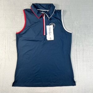 NWT Walter Hagen Women’s S 125th U.S. Open Oakmont Polo Tank Navy Stripe